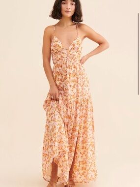 ASTR the Label Ryliana Floral Print Maxi Dress in Rust Lilac Floral